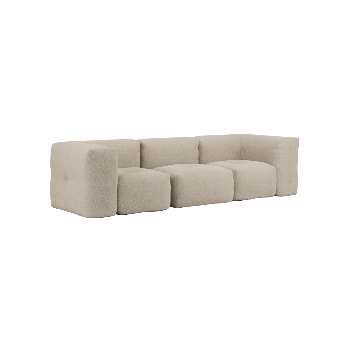 Soft Sofa Indoor 3-personers sofa i Teddy Beige tekstil uden puf, modulær og blød design.