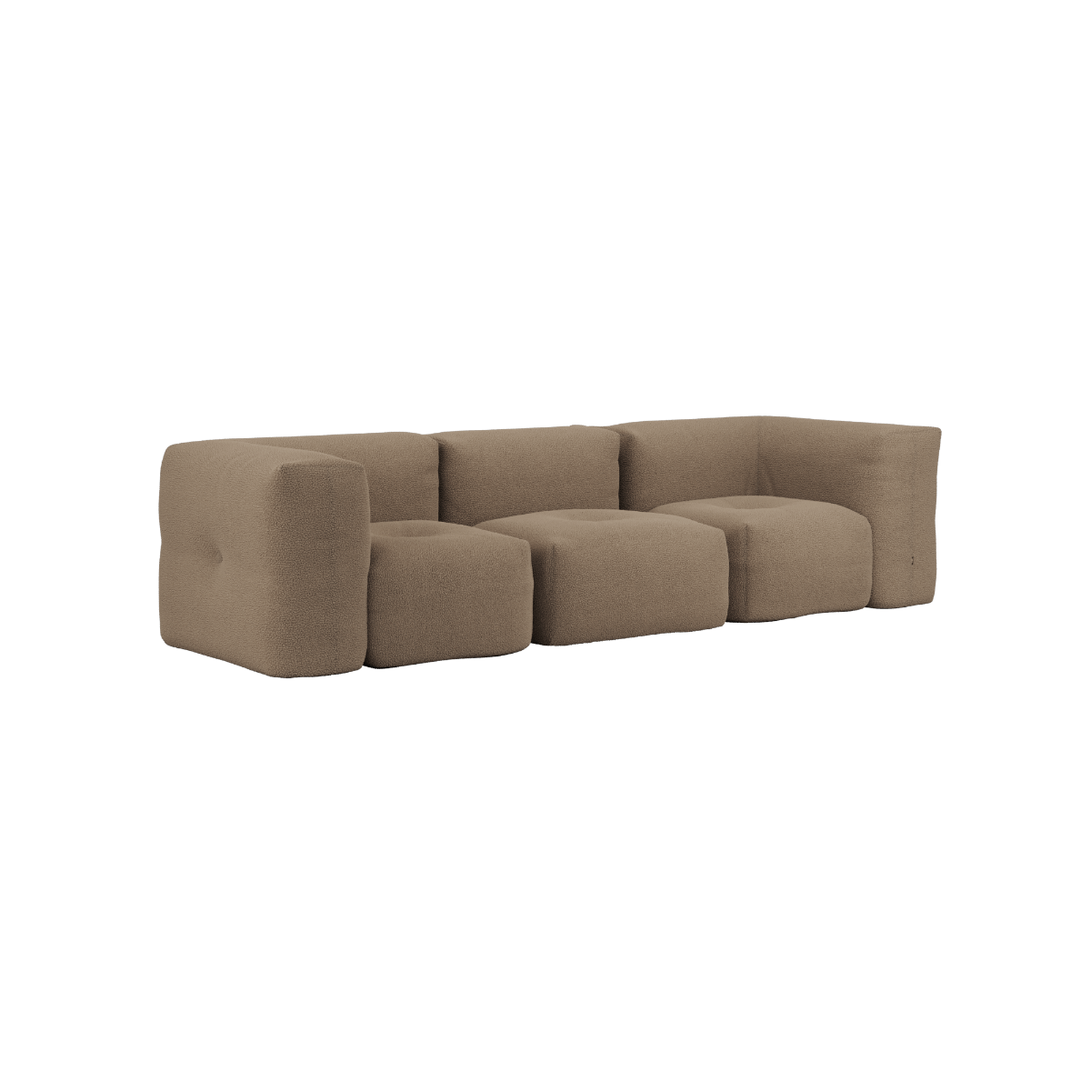 Soft Sofa Indoor 3-personers sofa i Teddy Brown tekstil uden puf, modulær og blød design.