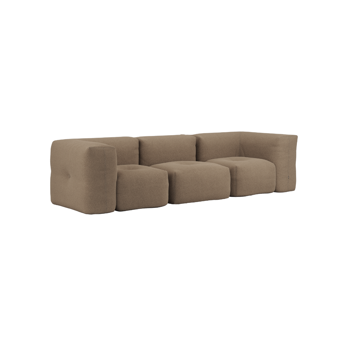Soft Sofa Indoor 3-personers sofa i Teddy Brown polyester uden puf, modulær og blød designet til indendørs brug.