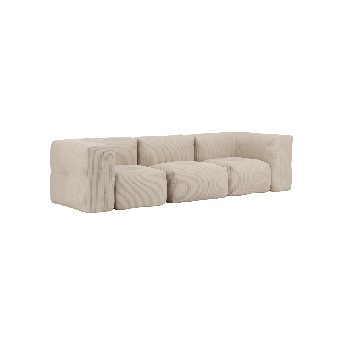 Soft Sofa Indoor 3-personers sofa i beige corduroy uden puf, blød og modulær design.