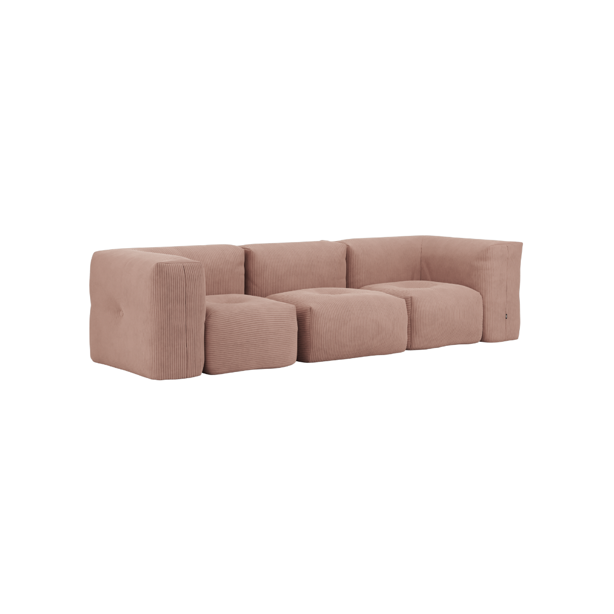 Soft Sofa Indoor 3-personers sofa i rosa Corduroy stof uden puf, indendørs model.