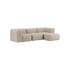 Soft Sofa Indoor 3-personers sofa i beige Teddy stof med puf, blød og modulær design.