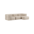 Soft Sofa Indoor 3-personers sofa i beige corduroy med puf, indendørs, blød og modulær design.