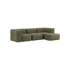 Soft Sofa Indoor 3-personers sofa i olivengrønt corduroy med puf, modulær og blød design.