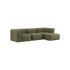Soft Sofa Indoor 3-personers sofa i olivengrønt corduroy med puf, blød og modulær design.