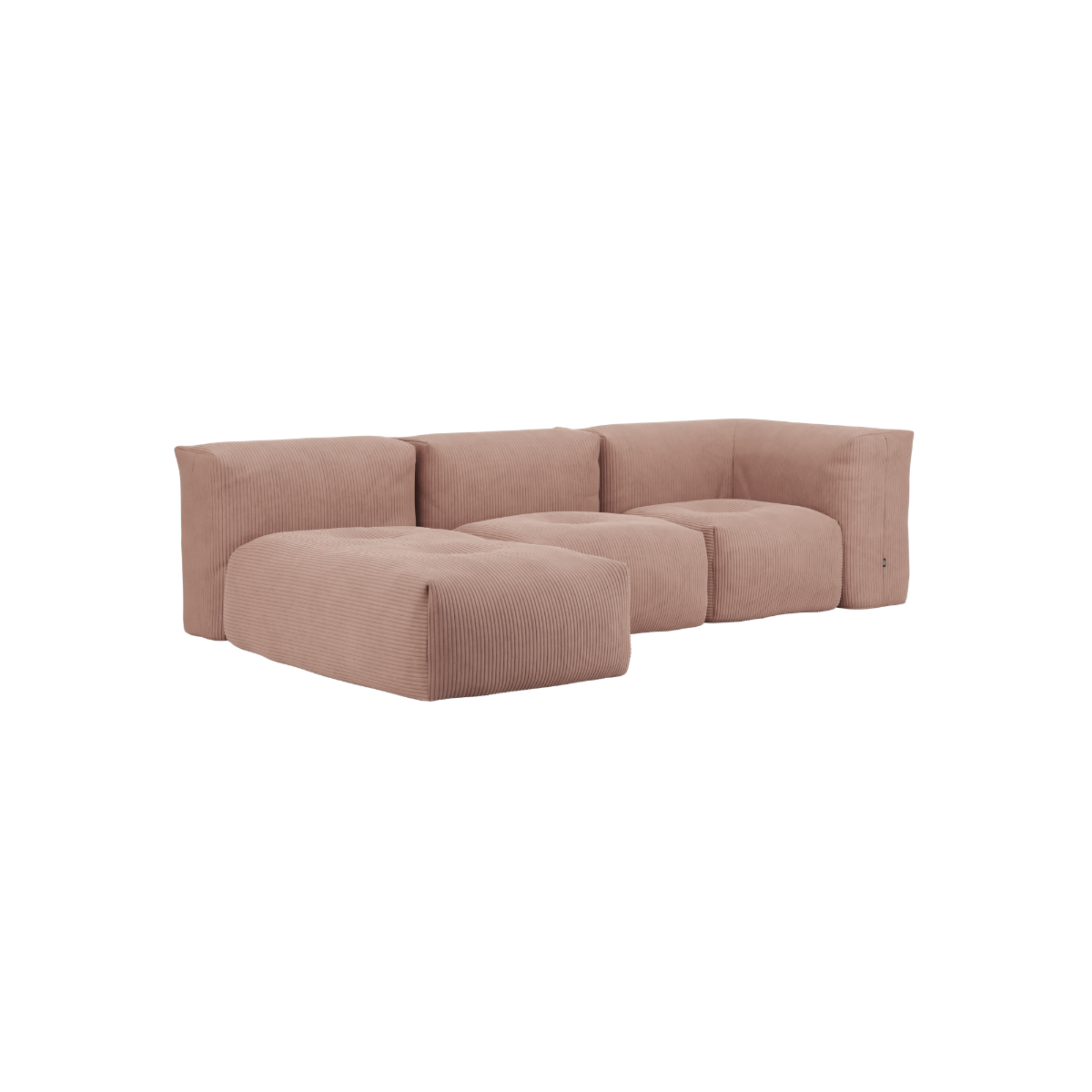Soft Sofa Indoor 3-personers sofa med lounger i rosa corduroy stof, modulær og blød design.