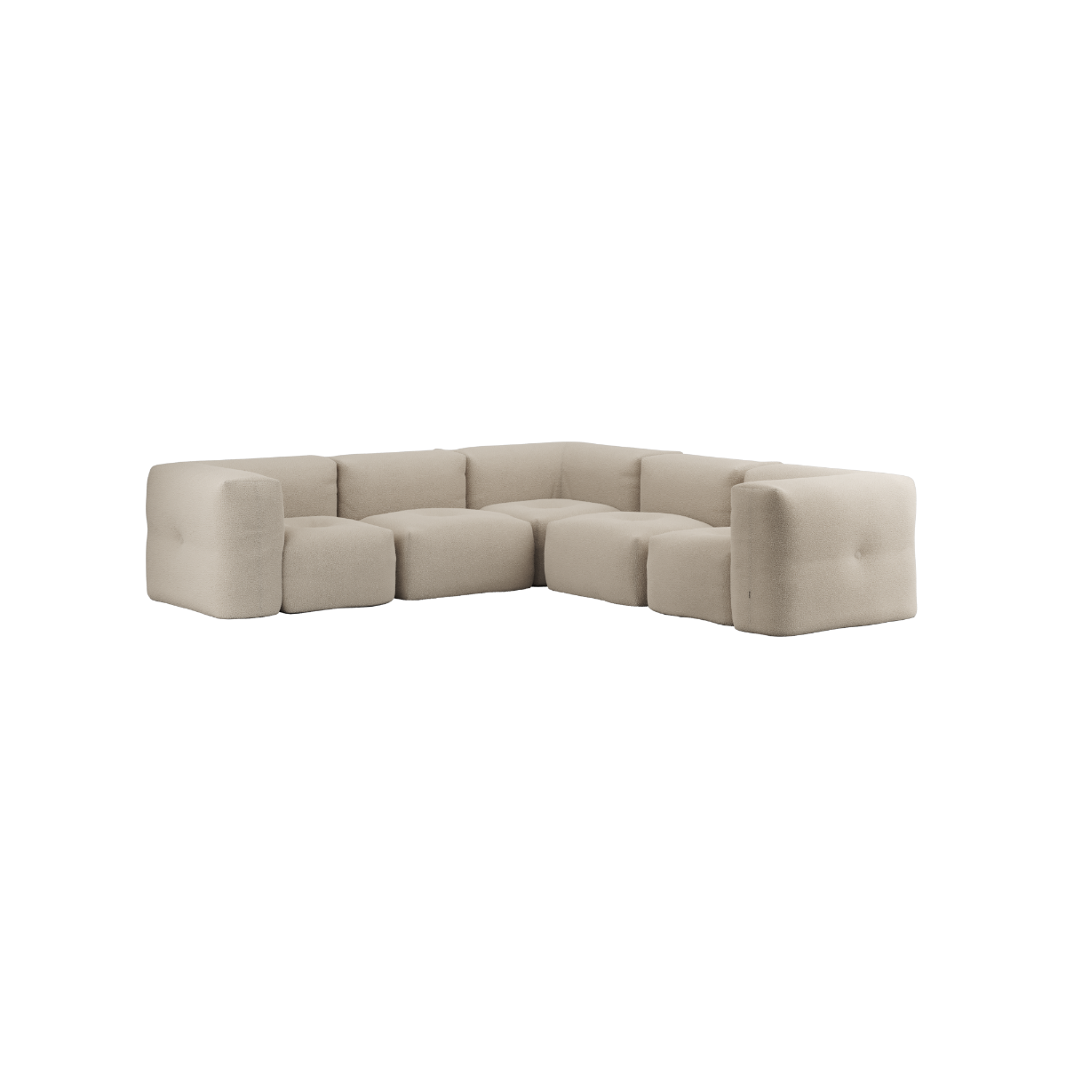 Soft Sofa Indoor 5-personers hjørnesofa i beige Teddy polyester med bløde, modulære puder.