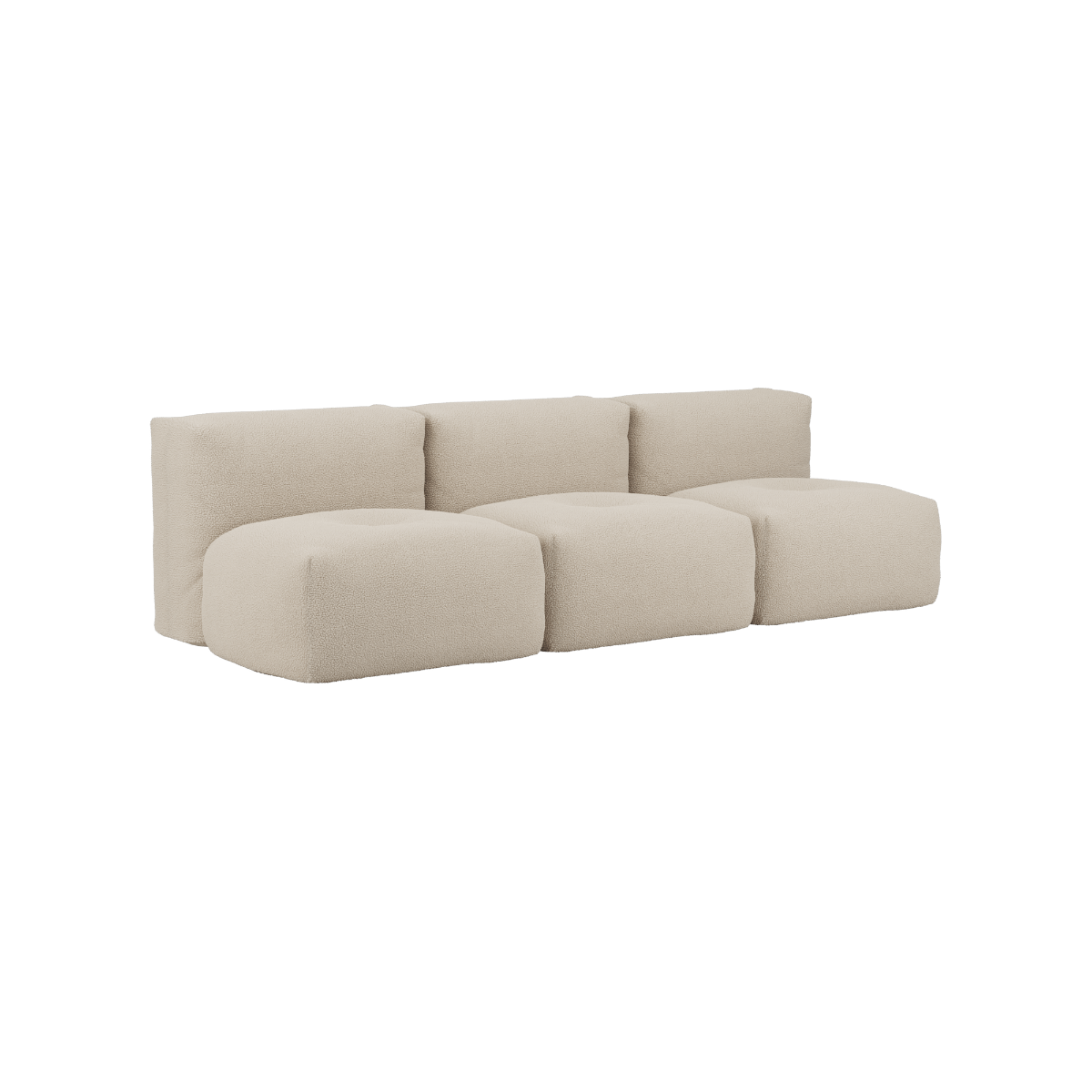 Soft Sofa Indoor 3-personers modulsofa i beige Teddy tekstil uden puf, indendørs brug.