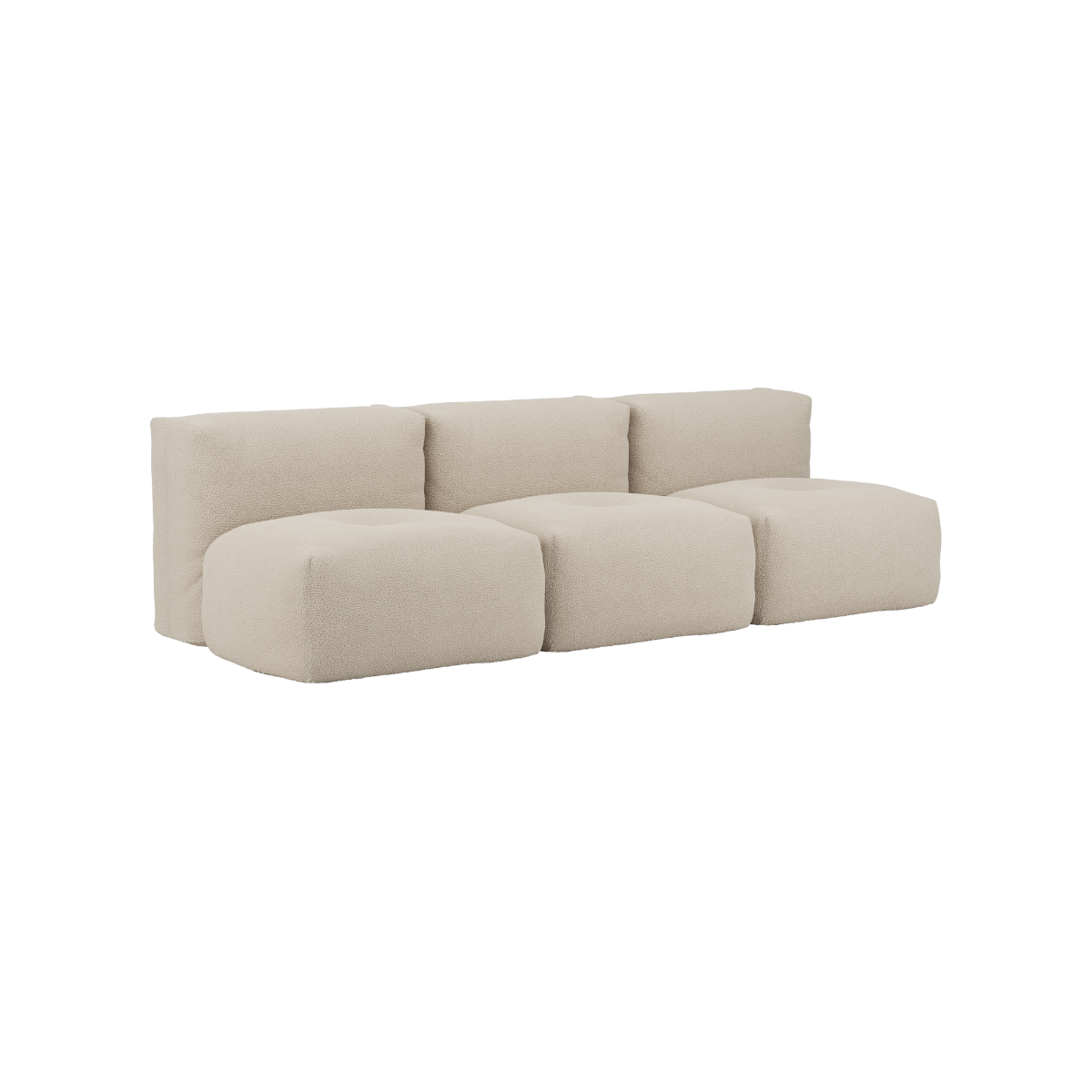 Soft Sofa Indoor 3-personers sofa i Teddy Beige stof uden puf, blød og modulær design.