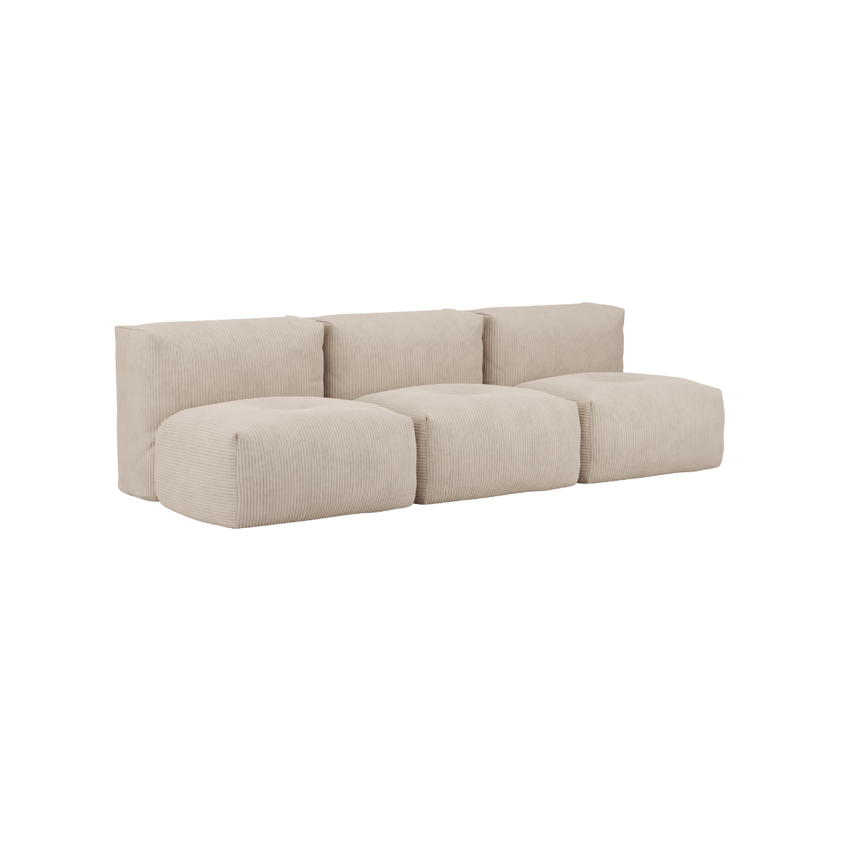 Soft Sofa Indoor 3-personers modulsofa i beige Corduroy stof uden puf, moderne og blød design.