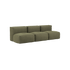 Soft Sofa Indoor 3-personers sofa i olivengrønt corduroy uden puf, modulær og moderne design.