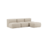 Soft Sofa Indoor 3-personers modulsofa i beige Teddy tekstil med puf, indendørs brug.