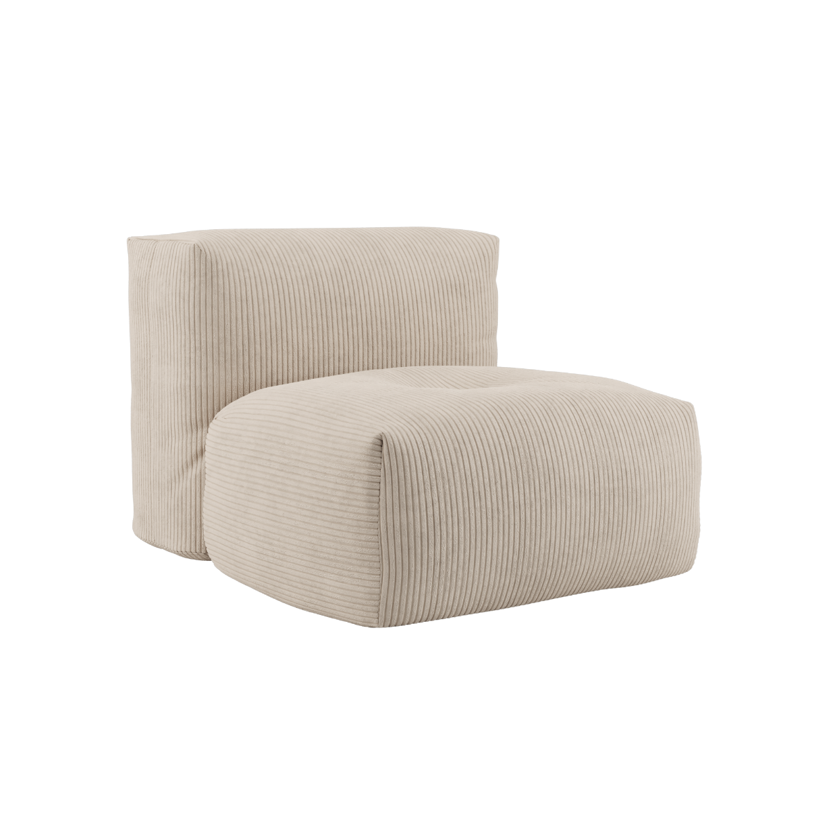 Soft Sofa Indoor sæde i beige corduroy stof med blødt, modulært design og skridsikker bund.
