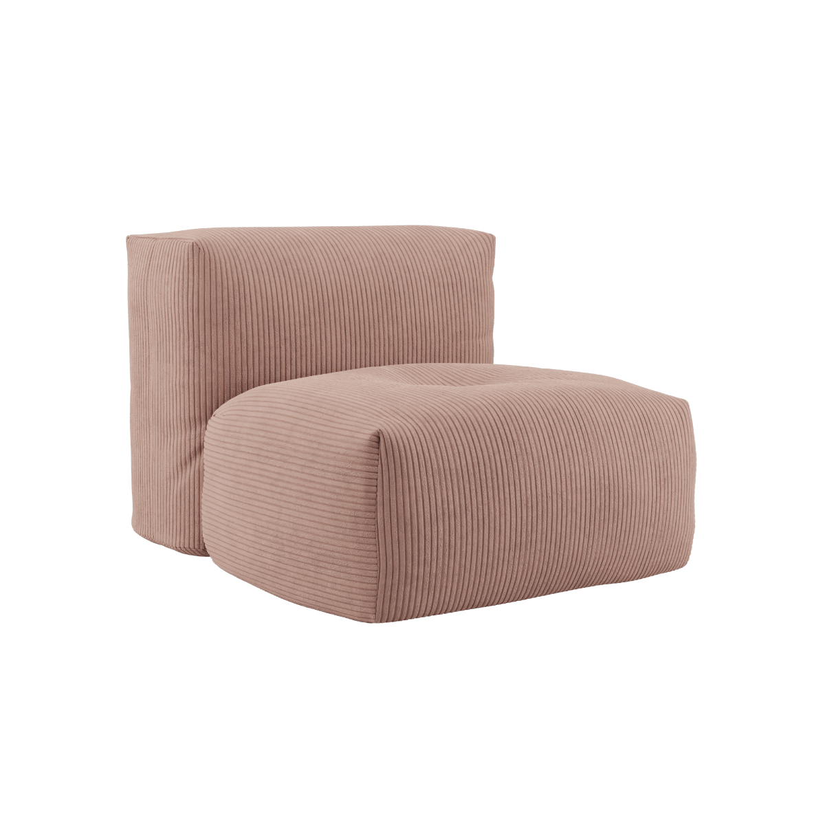Soft Sofa Indoor sæde i blødt Corduroy Rose stof med modulær form og lav ryg.