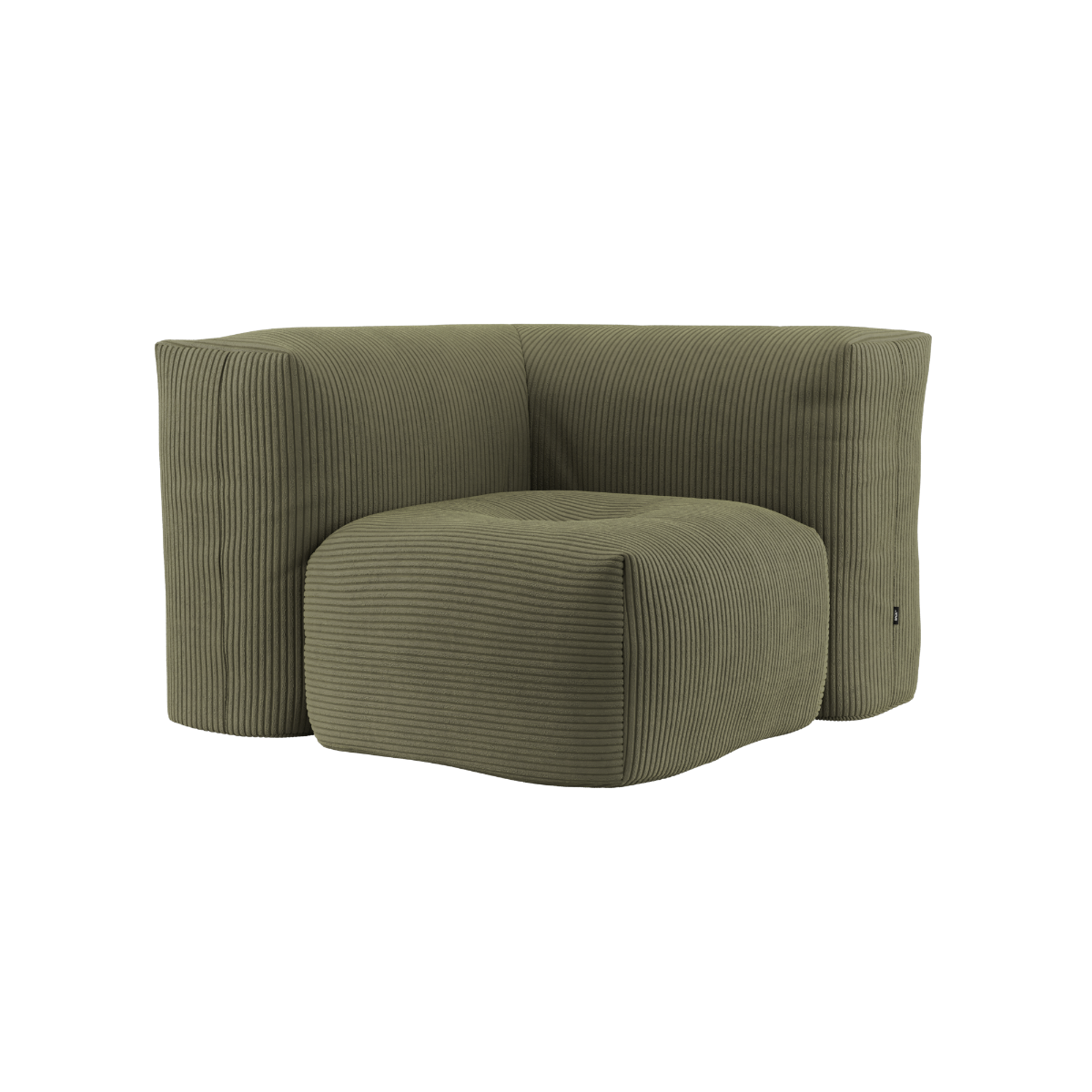 Soft Sofa Indoor hjørnesofa i blød Corduroy Rose tekstil med modulært design og lav siddehøjde.