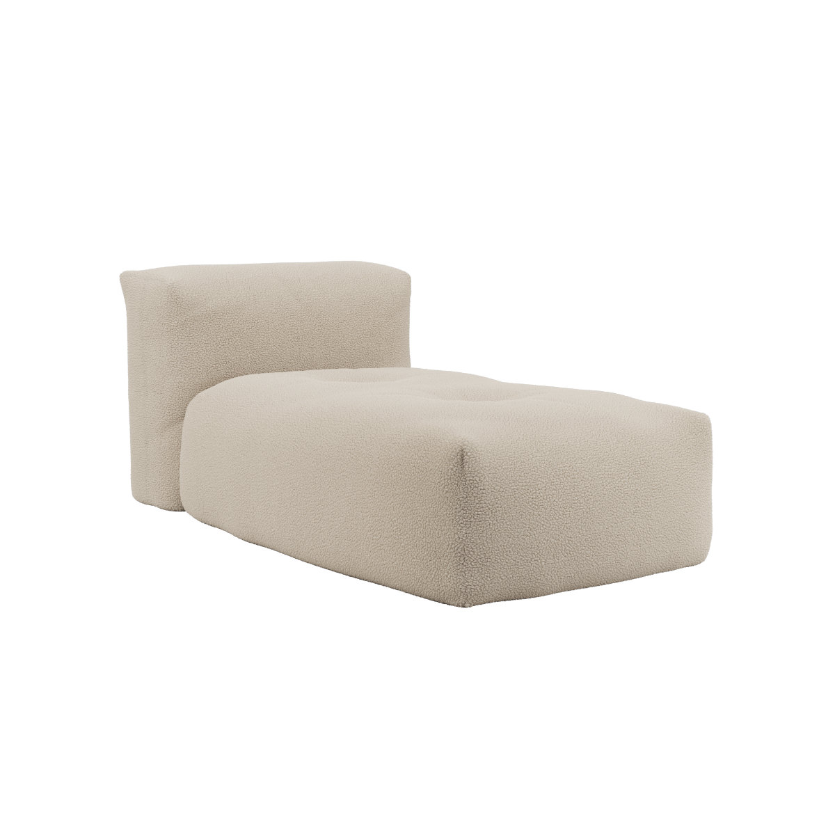 Soft Sofa Indoor lounger i beige Teddy tekstil med bløde, modulære former og lav siddehøjde.