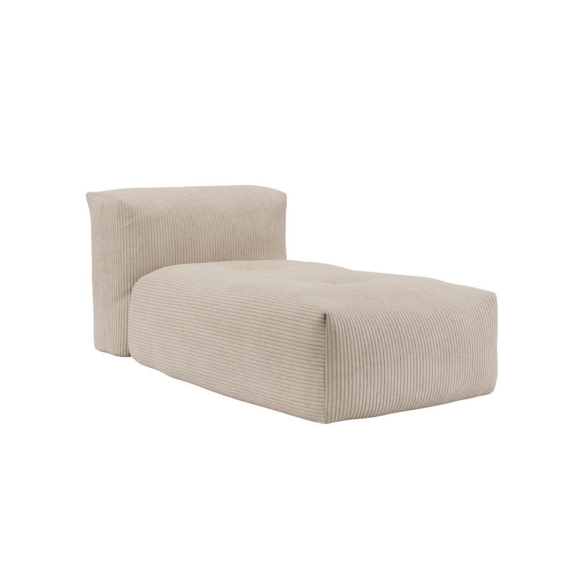 Soft Sofa Indoor lounger i beige corduroy med modulært design og bløde former til indendørs brug.