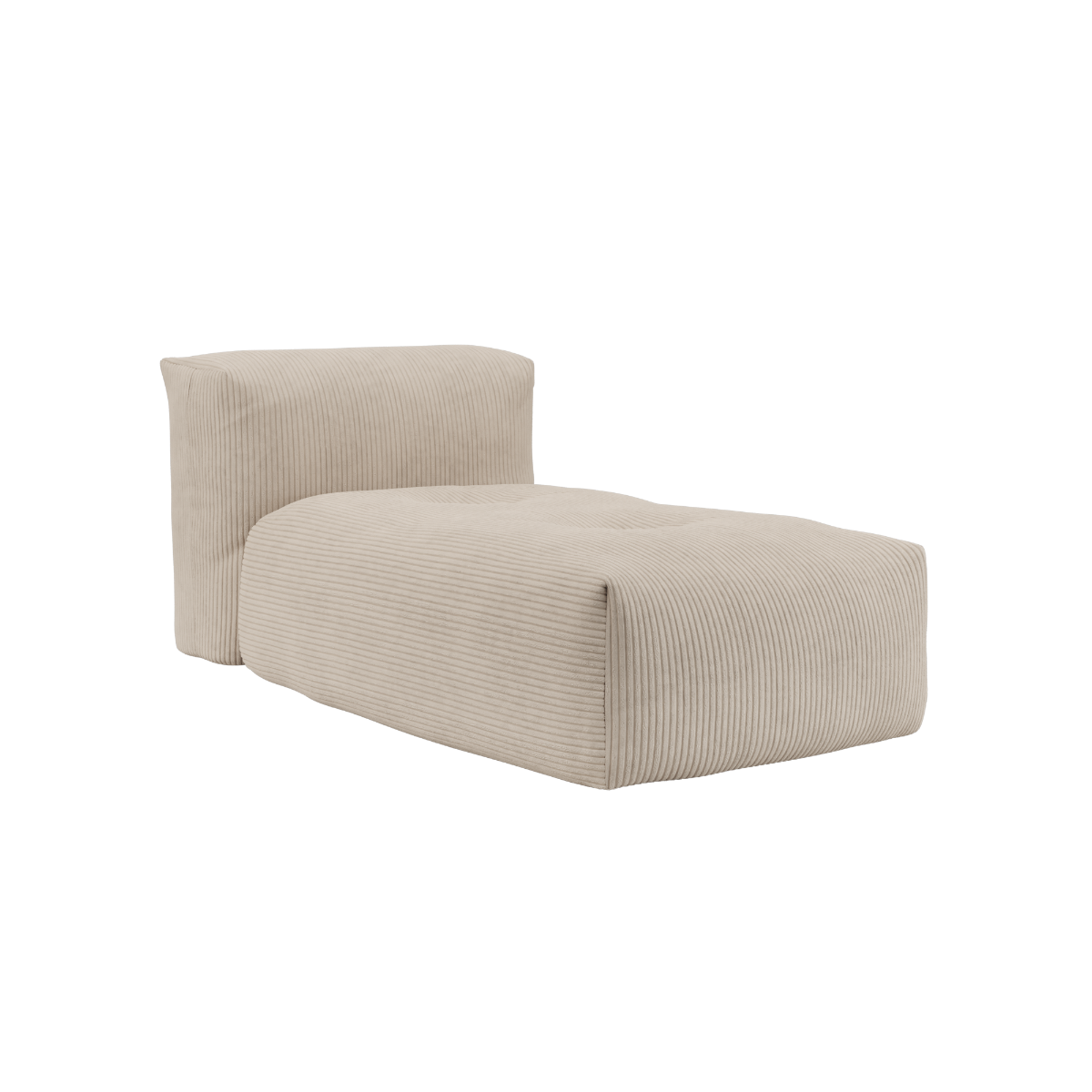 Soft Sofa Indoor Lounger i beige corduroy stof med blødt, modulært design uden stel.