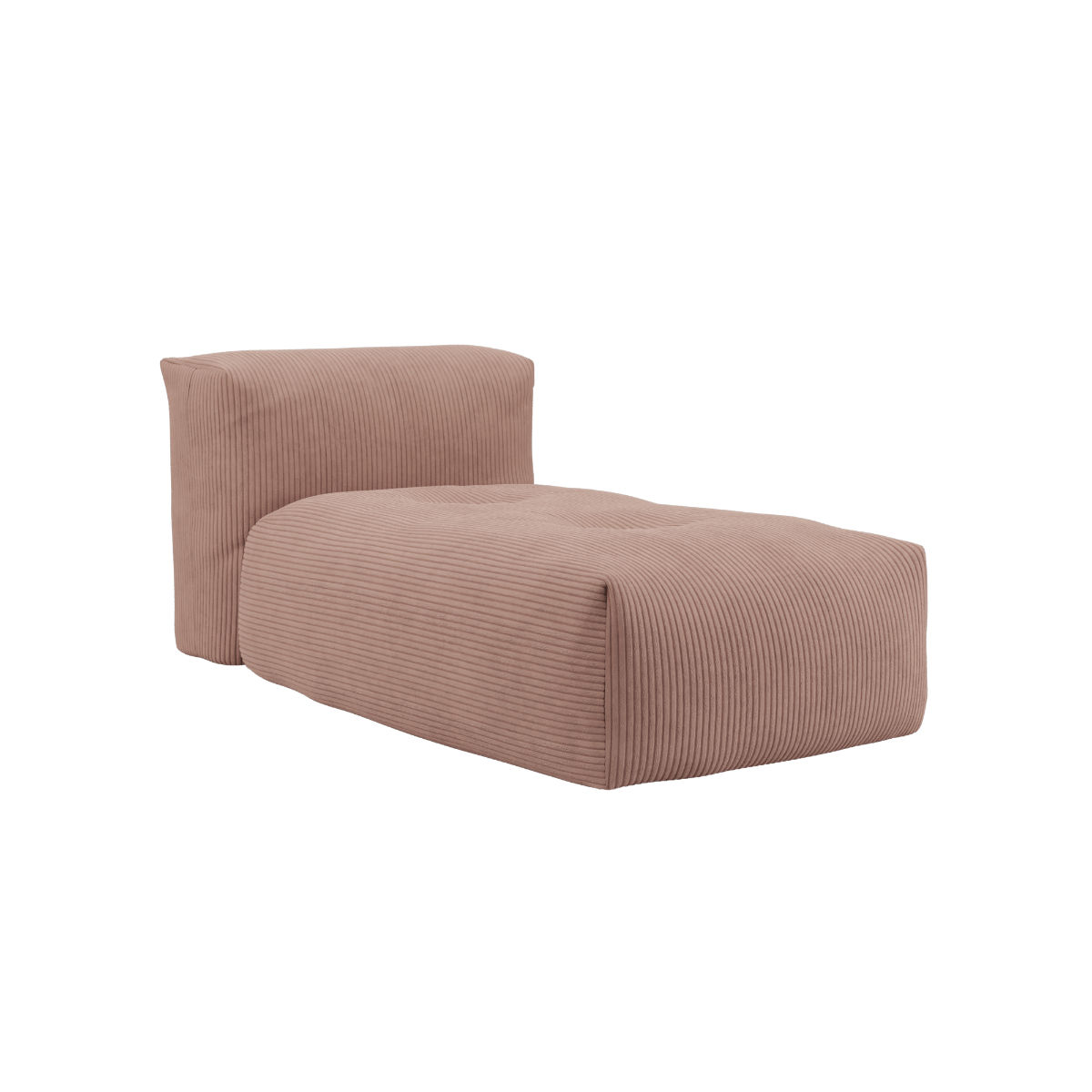 Soft Sofa Indoor Lounger i rosa corduroy tekstil med modulær opbygning og bløde former.