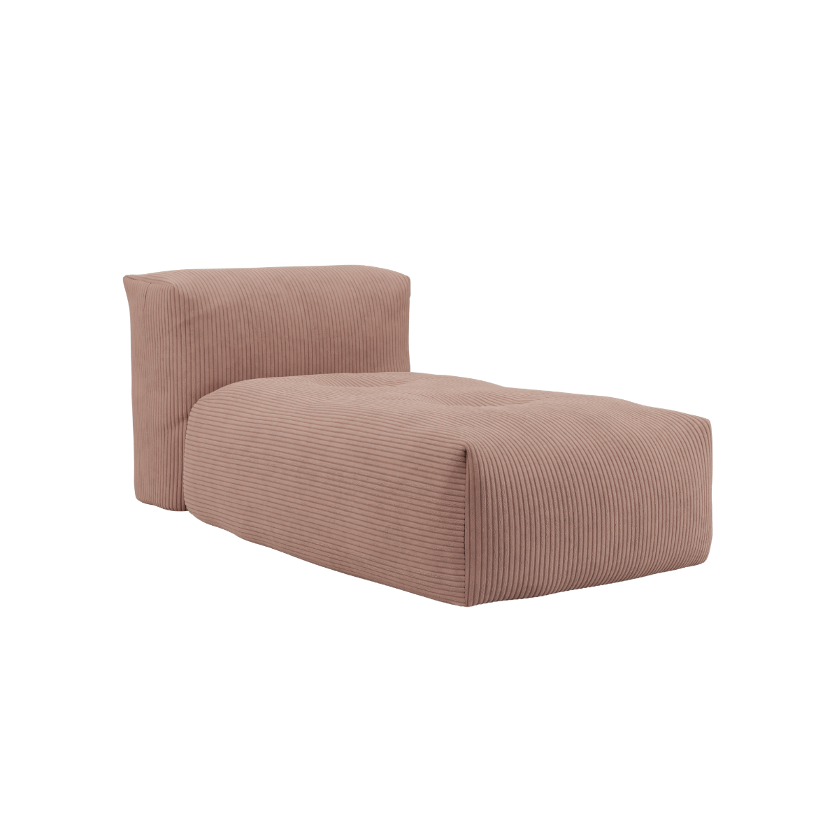 Soft Sofa Indoor Lounger i rosa corduroy stof med blødt, modulært design uden stel.