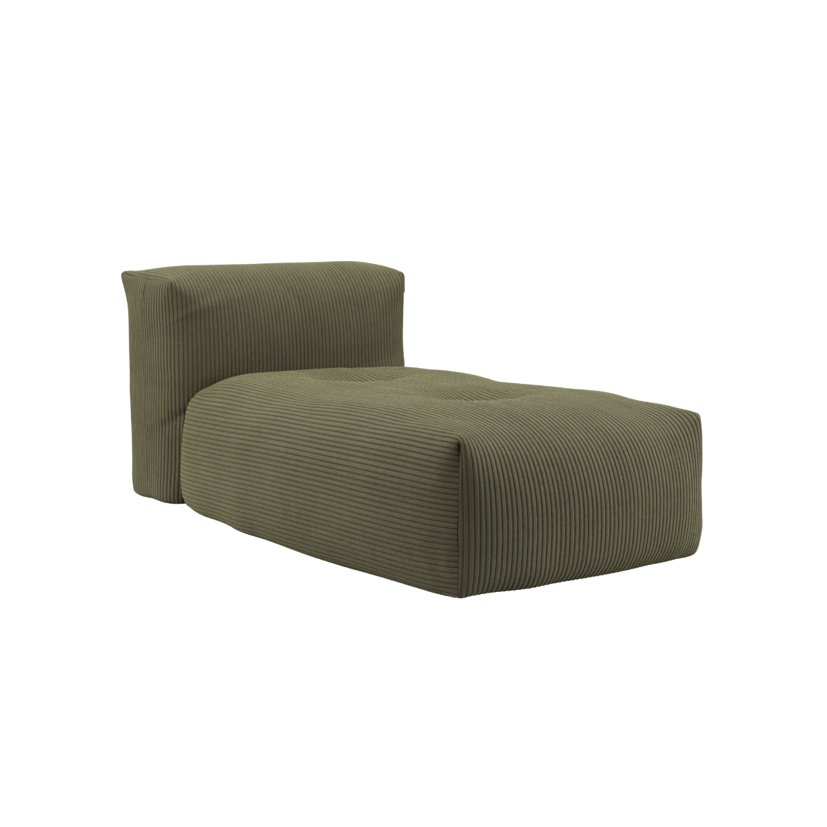 Soft Sofa Indoor Lounger i olivengrønt corduroy stof med blødt, modulært design uden stel.