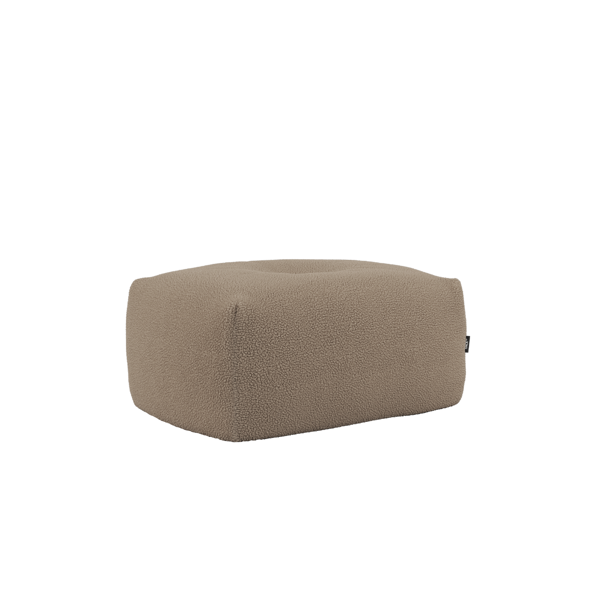 Soft Sofa Indoor pouf i blødt Teddy Brown stof med rund form og lav højde.