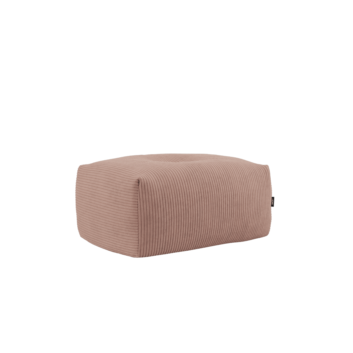Soft Sofa Indoor pouf i rosa Corduroy bredriflet fløjl med lav højde og bløde kanter.