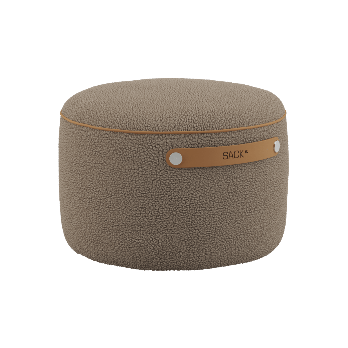 SACKit Pouf Indoor i Teddy Brown tekstil med rund form og blødt skumfyld.