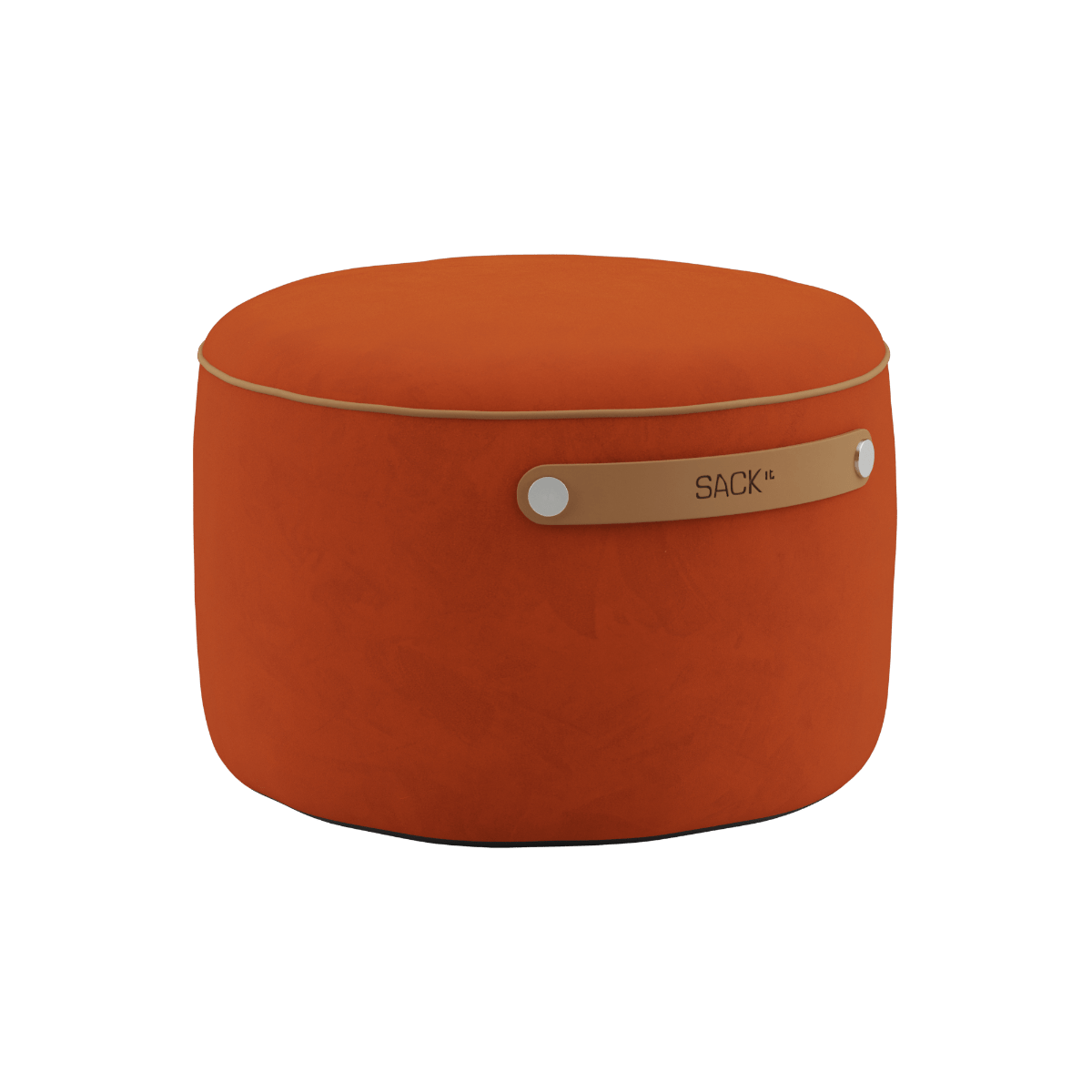 SACKit Pouf Indoor i orange Jaquard stof med rund form og lav højde.