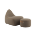 SACKit Chair & Pouf Indoor i Teddy Brown tekstil, blød sækkestol og puf i brun farve.