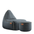 Canvas Lounge Chair og puf i petrol canvas stof med ryglæn og rund puf til indendørs brug.