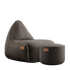 Canvas Lounge Chair og puf i brun canvas med formstabilt design og håndsyede sting.