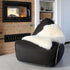 Canvas Lounge Chair og puf i petrol canvas stof med formstabilt design og håndsyede sting.