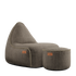 Cobana Lounge Chair og puf i brun olefinfiber med formstabilt design og håndsyede sting.