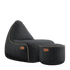 Cobana Lounge Chair og Pouf i sort, slidstærk sækkestol med ryglæn og rund puf.
