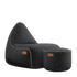 Cobana Lounge Chair og Pouf i sort, vandafvisende sækkestol med ryglæn og matchende puf.