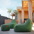 Cobana Lounge Chair og Pouf i gråt slidstærkt stof med formstabilt design til både inde og ude.