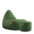 Cobana Lounge Chair og Pouf i grøn olefinfiber med formstabilt design og håndsyede sting.