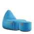 Turkis Cobana Lounge Chair og puf i slidstærkt, vandafvisende materiale med formstabilt design.
