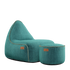 Cobana Lounge Chair og Pouf i petrol melange med formstabilt design og håndsyede sting.
