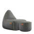 Cobana Lounge Chair og Pouf i grå, vandafvisende sækkestol og puf med ryglæn til indendørs og udendørs brug.