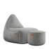 Cobana Lounge Chair og Pouf i lys grå, slidstærk sækkestol med ryglæn og rund puf.