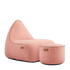 Cobana Lounge Chair og Pouf i blød rosa, vandafvisende sækkestol med ryglæn og rund puf.