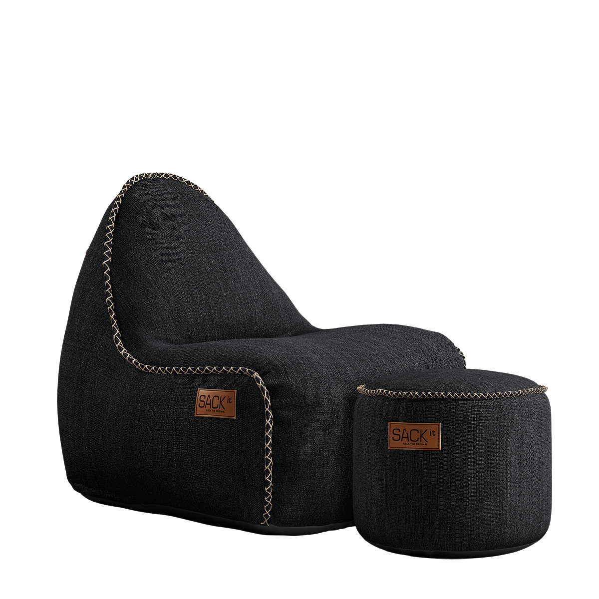 Cobana Junior Lounge Chair & Pouf | Cobana Junior Lounge Chair & Pouf - Cobana Black | SACKit