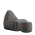 Cobana Junior Lounge Chair and Pouf in grey, durable water-resistant fabric with hand-stitched details.