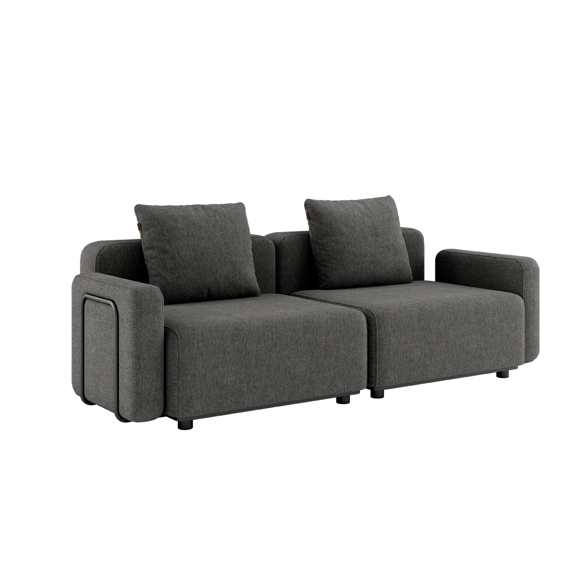 Cobana Lounge Sofa 2-personers i grå med armlæn, uden puf, udendørs aluminium og tekstil.