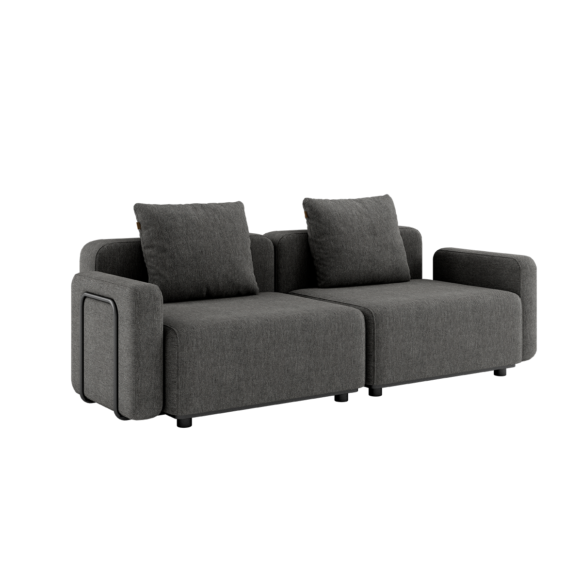 Cobana Lounge Sofa i grå med armlæn, to-sædet udendørs sofa uden puf i moderne design.