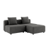 Cobana Lounge Sofa i grå med to moduler og puf, uden armlæn, til udendørs brug.