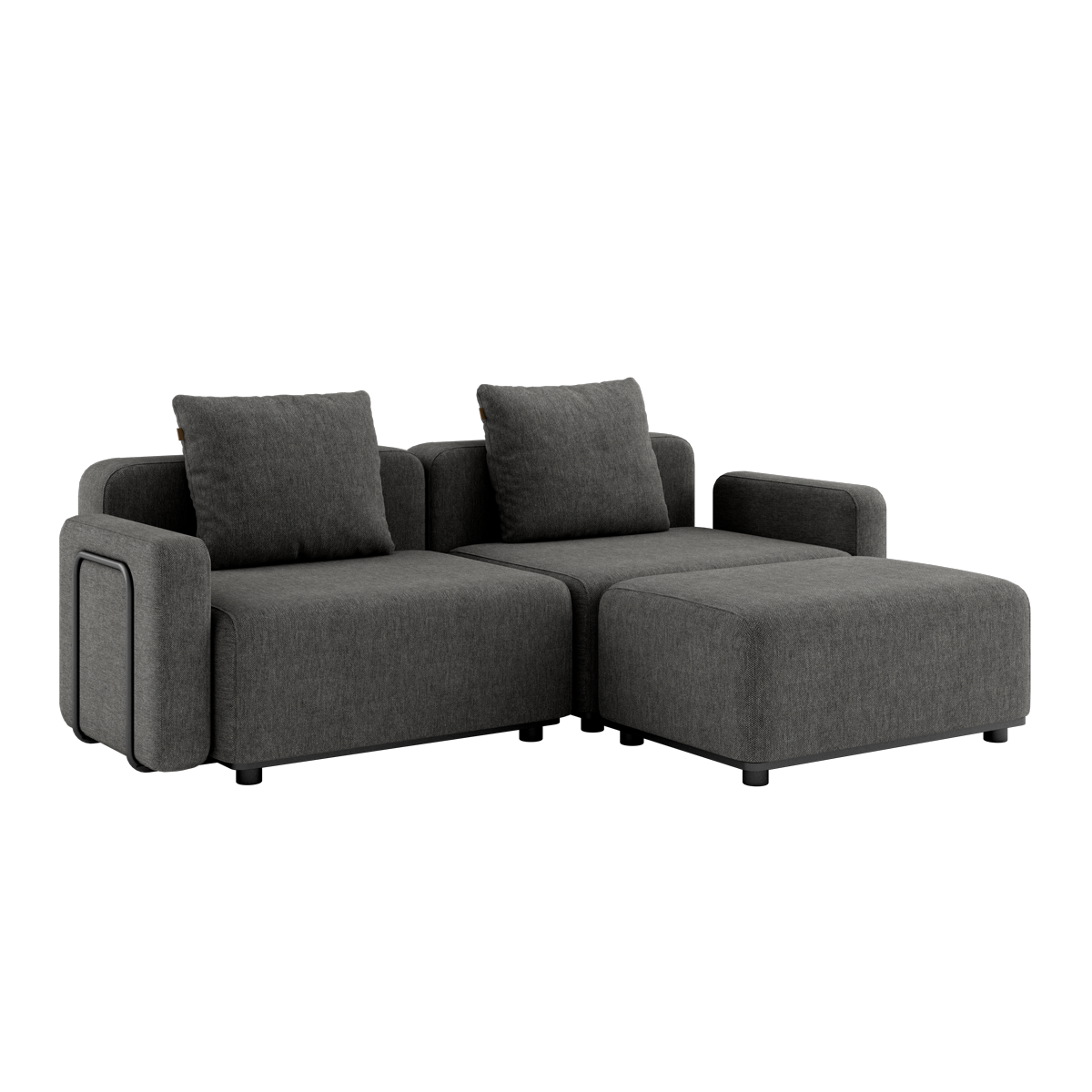 Cobana Lounge Sofa i grå med armlæn og puf, modulopbygget udendørs sofa med skandinaviske linjer.