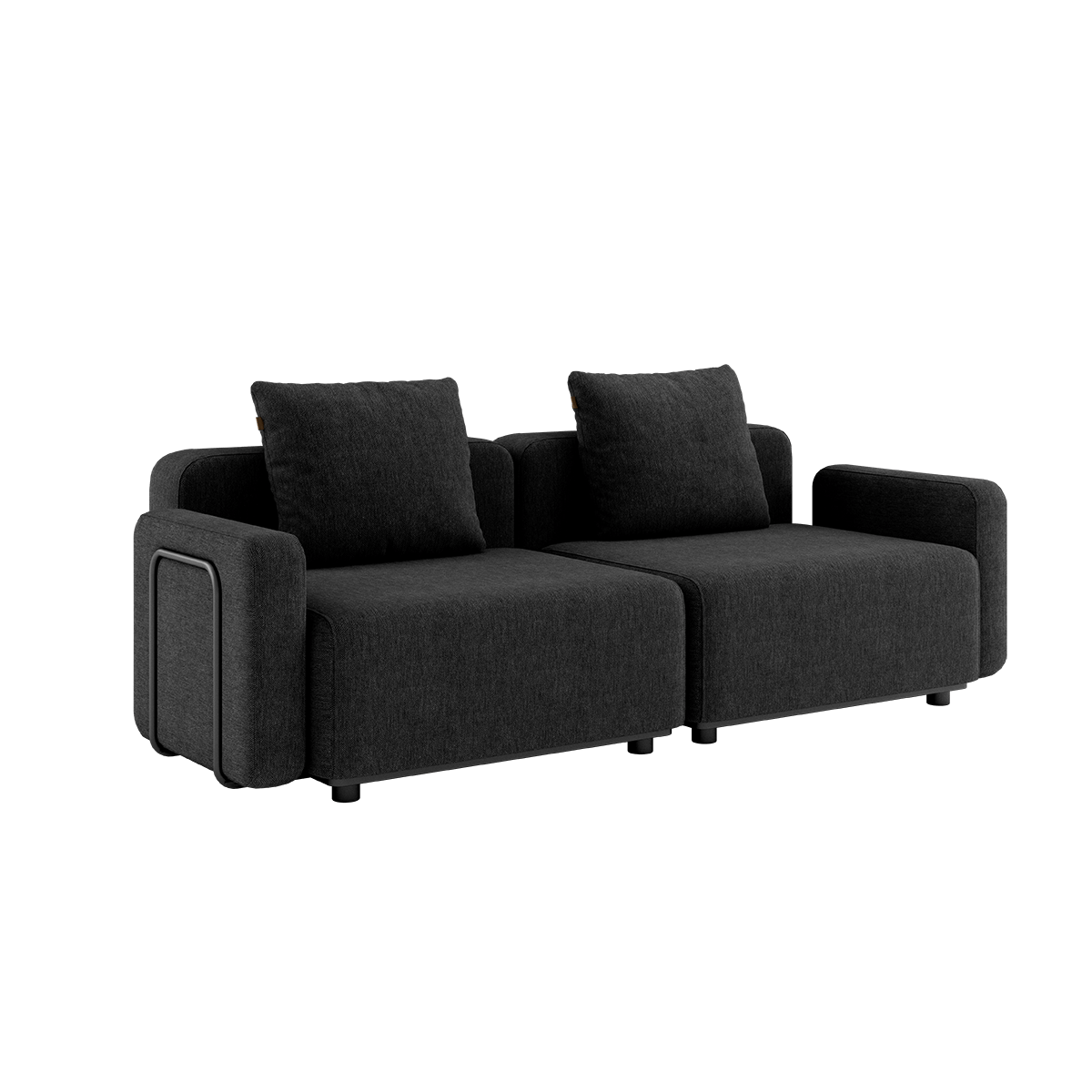 Sort Cobana Lounge Sofa med armlæn, modulopbygget udendørs sofa i aluminium og tekstil uden puf.